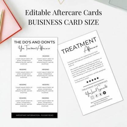 Classy Business Card Sized Aftercare Template (Canva Template) - Image 4