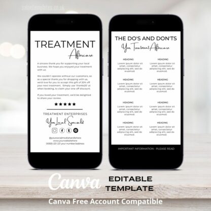 Classy Business Card Sized Aftercare Template (Canva Template)